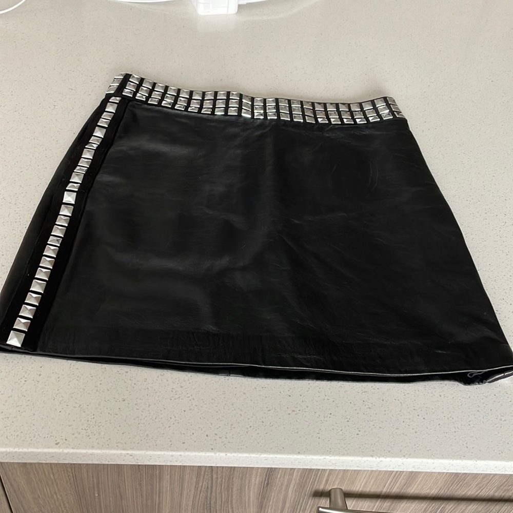Michael Kors black leather skirt.